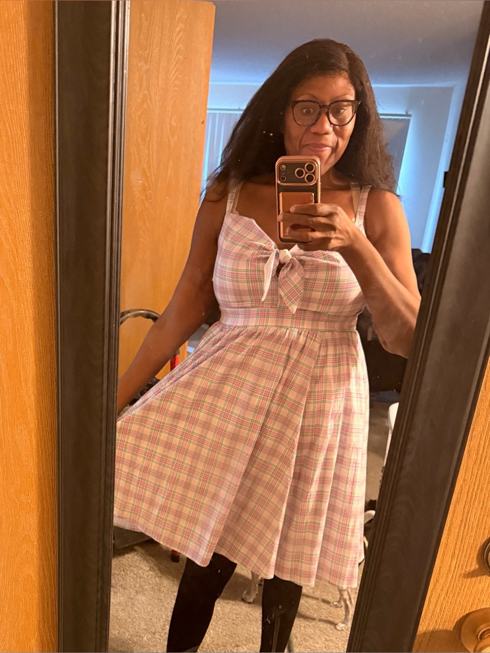 Torrid Pink Plaid Tie-Front Sundress